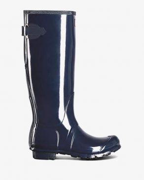 Hunter Dames Original Back Adjustable Boot Hoog Navy Blue 